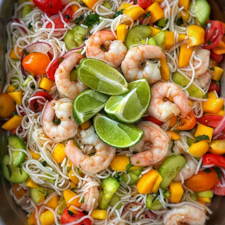 Salade Thaï aux crevettes — spécialité traiteur asiatique de La Cuisine de Carmen